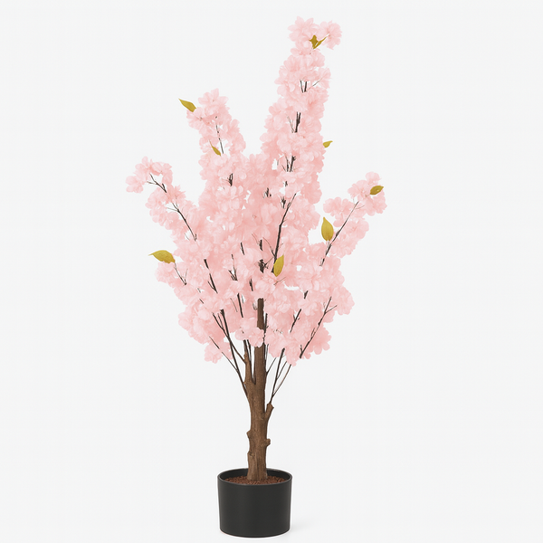 Large Nearly Natural Fake Light Pink Sichuan Cherry Blossom, 5 ft Lifelike Tall Artificial Tree, Indoor Decor for Living Room, Office, Patio-Sona Casa