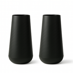 Set of 2 Tall Black Indoor Self Watering Decorative Planters, 27 Inch Tall Black Planter with Riser Pot, Drain Hole-Sona Casa