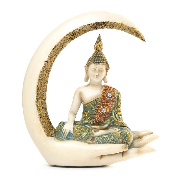 Mini Zen Buddha Statue, Rustic Polyresin, For Meditation Room Decor & Tabletop Feng Shui, Vintage Indian Spiritual Sculpture by Sona Casa
