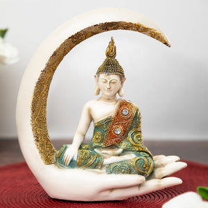 Mini Zen Buddha Statue, Rustic Polyresin, For Meditation Room Decor & Tabletop Feng Shui, Vintage Indian Spiritual Sculpture by Sona Casa