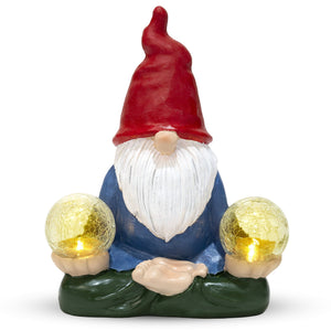 Solar Garden Gnome 10" Patio Porch Decor Statue Figurine, Lawn Yard Art, Outdoor Figurines, Cute Gifts by Sona Casa