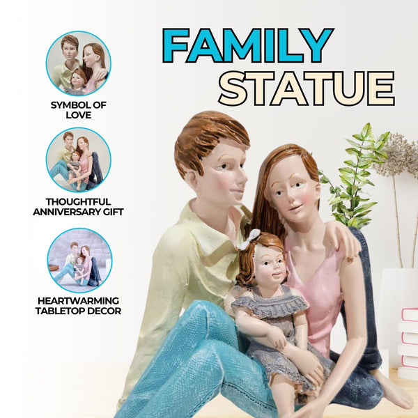 Precious Moments Resin Family Figurine - Cute Father Mother Daughter Statue For Modern Home Decor by Accent Collection