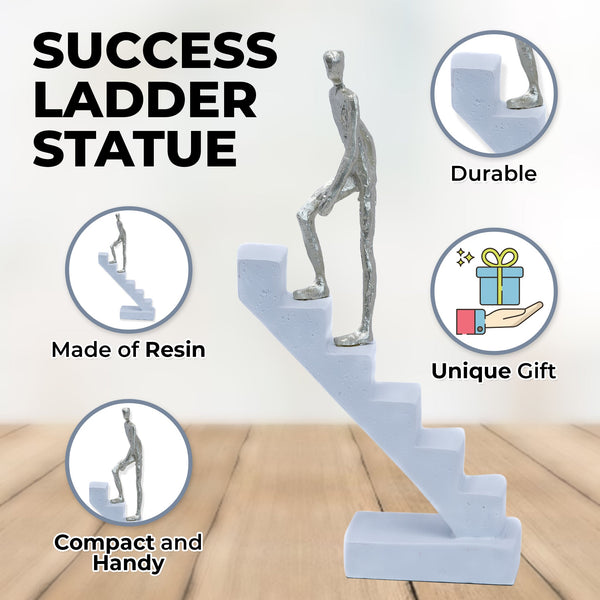Abstract White Statue Of Man Climbing Stairs - Motivational Decor For Zen Office & Home Inspiration by Accent Collection