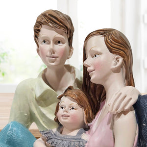 Family Figurine, 5" Father Mother Daughter Statue Modern Tabletop Decor by Sona Casa