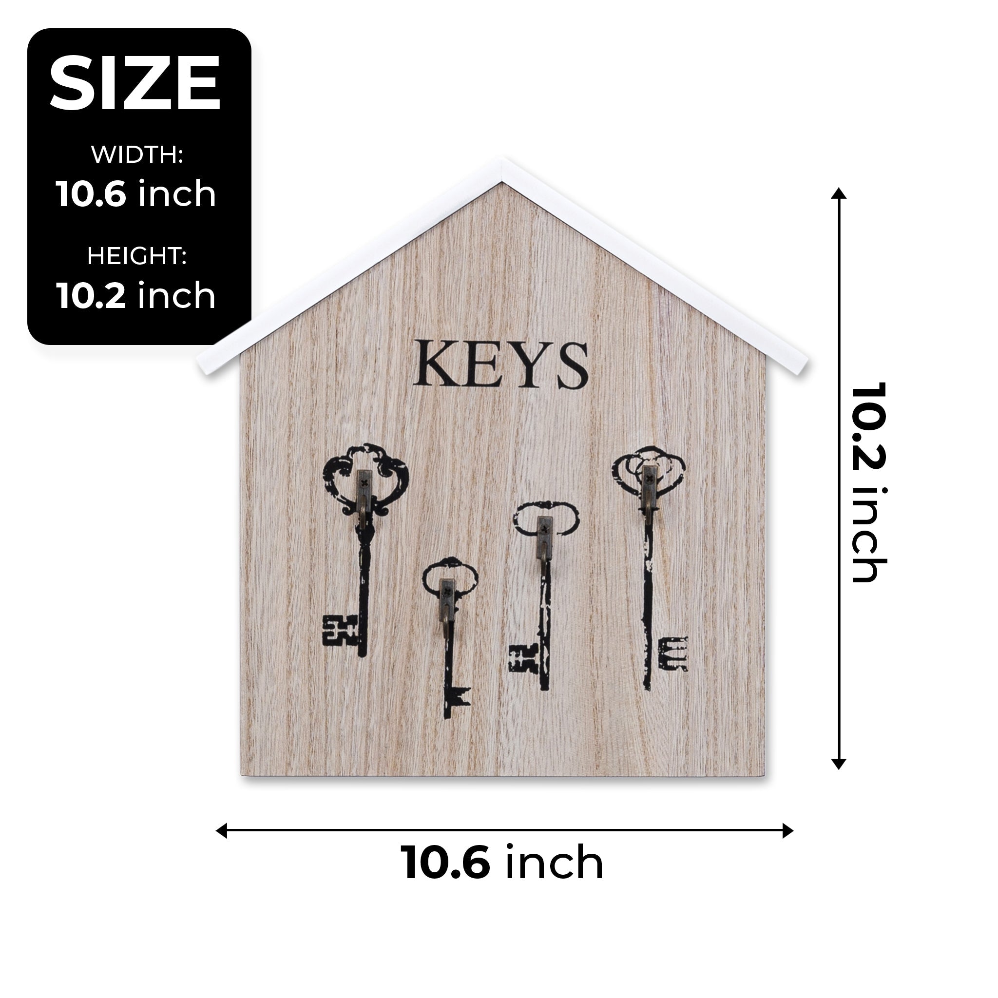 Veemoon Wooden Wall-Mounted Key Cabinet Box - Mediterranean Style Storage Organizer With Lock, Home & Office Decor
