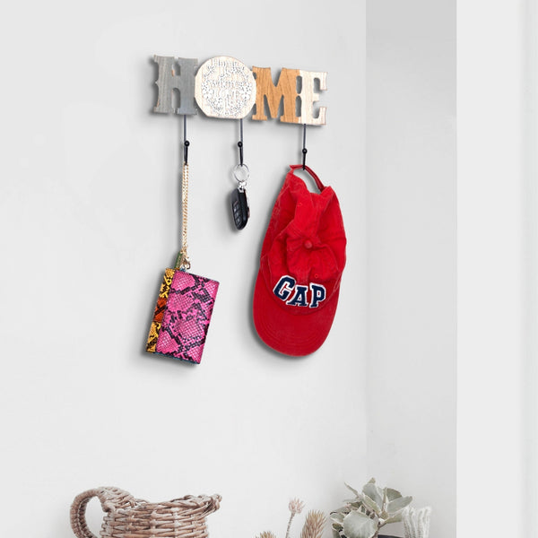 Rustic Farmhouse Wooden Key Holder Hanger, 3-Hook 11" Wide Wall Mount Organizer For Caps, Leashes, Keys, Home, Entryway Decor by Sona Casa