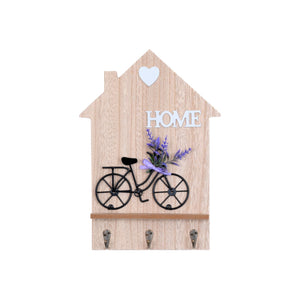 Wall Mounted Wooden Decorative Key Holder, 3 Hooks, 13" Hanger for Leashes, Purses, Car Keys, Housewarming Gift by Sona Casa