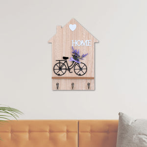 Wall Mounted Wooden Decorative Key Holder, 3 Hooks, 13" Hanger for Leashes, Purses, Car Keys, Housewarming Gift by Sona Casa