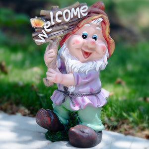 Weatherproof Gnome Welcome Statue, Garden Fairy Charm For Outdoor Grace by Sona Casa