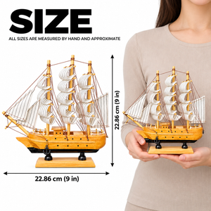 Wooden Sailing Ship Decor – 9" Nautical Tabletop Accent