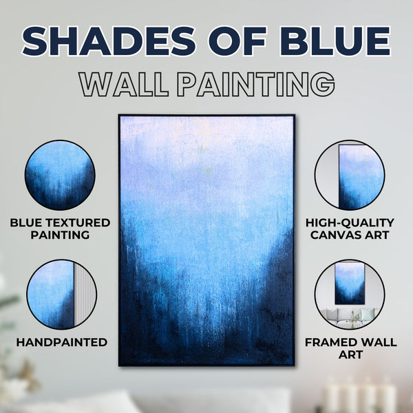 Large Navy Blue Impasto Texture Abstract Wood Canvas Art For Living Room Elegance by Accent Collection