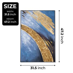 Large Abstract Impasto Canvas, 47" Framed Wood Textured Wall Art Home Decor by Sona Casa