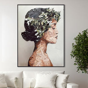 Woman Portrait Large Wall Art - Textured Oil Painting, Original Art Handmade Canvas Painting for Living Room Bedroom Decor, Unique Gift by Sona Casa