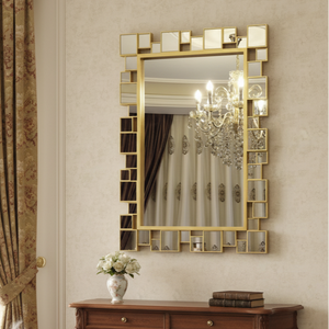 Decorative Wall Mirror with Gold Frame, Lightweight, High Quality Glass, Vertical Horizontal Orientation Hanging Wall Decor Gift-Sona Casa