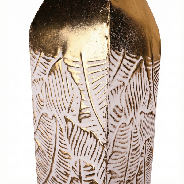 Modern Decorative Metal Tall Vase, Rustic Weathered Finish, Handmade Gold Living Room Decor, 35" Pots for Pampas Grass-Sona Casa