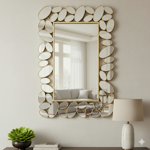 Decorative Wall Mirror with Gold Frame, Lightweight, High Quality Glass, Vertical & Horizontal Mount, Gift-Sona Casa
