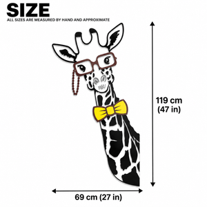 Giraffe DIY Acrylic Wall Stickers and Decals with Glasses and Yellow Bow Tie for Kids' Rooms and Nurseries