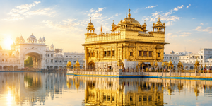 Gold Temple India Crystal Wall Art - Framed 70x140 cm
