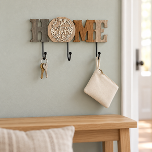 Rustic Wooden Key Holder, 3 Hooks