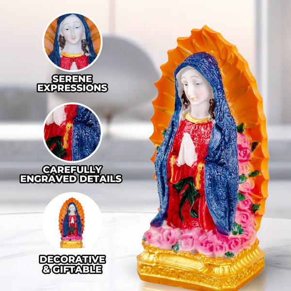 Blessed Virgin Mary Statue Religious Figurine Decoration, 8" Immaculate Heart Tabletop Desk Decor, Catholic Gifts