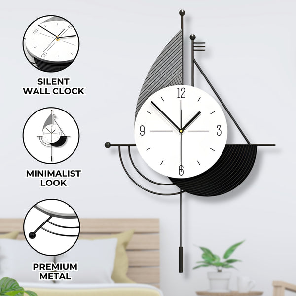 Decorative Wall Clock, 24" Abstract Metal Clock, Quiet, Battery Operated Home Office Decor