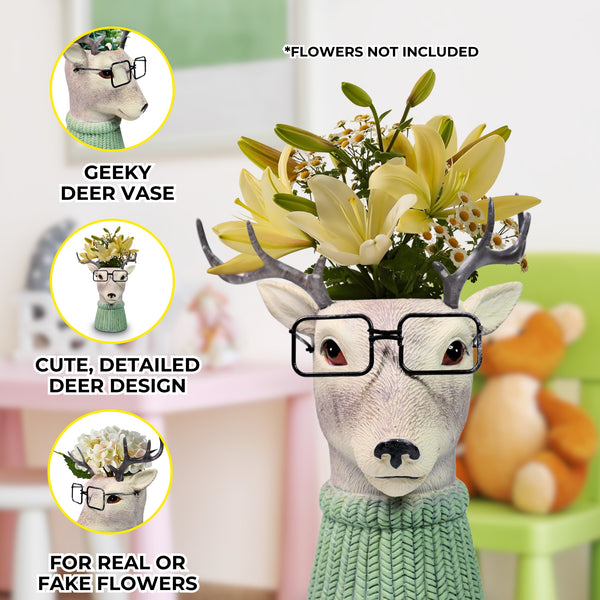 Deer Vase, Animal Head, 10" Decorative Vase Home or Office Table Decor by Sona Casa