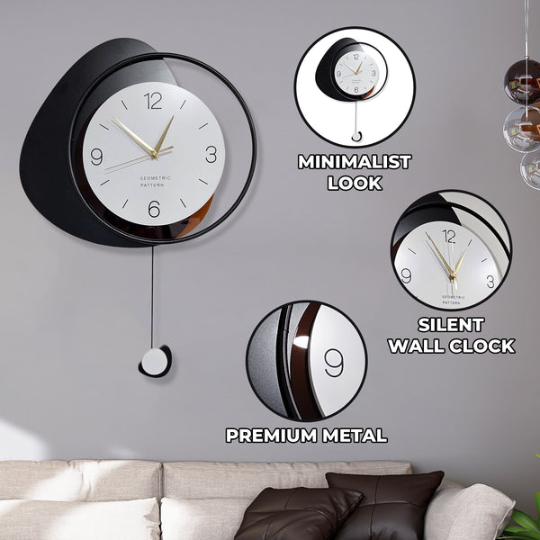 Pendulum Wall Clock, 24" Silent Non Ticking Decorative Clock Home Office Living Room Decor, Housewarming Gifts