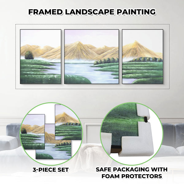 Mountain Canvas Large Scenery Painting, 79" Wall Art Decor Living Room by Sona Casa