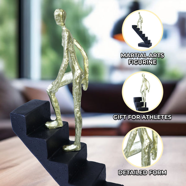 Inspirational Desk Decor, Black Statue Of Man Climbing Stairs, Cubicle Decor, 10in, 26cm by Accent Collection