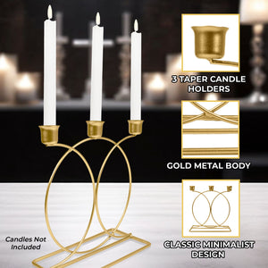 Gold Metal Taper Candle Holder, 3 Holders, 9" Classic Home Decor