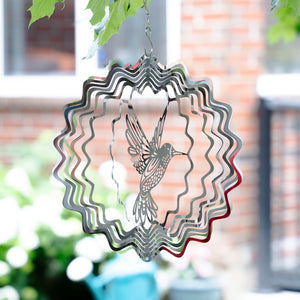 Twisted Metal Hummingbird Garden Wind Spinner, Outdoor Kinetic Hanging Art Sculpture by Accent Collection