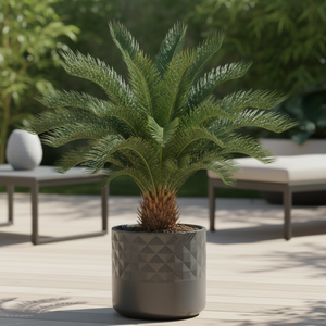 Artificial Sago Palm Plant, Indoor Home Office Decor, Realistic 83 cm Tropical Faux Cycas Plant with Stable Base-Sona Casa