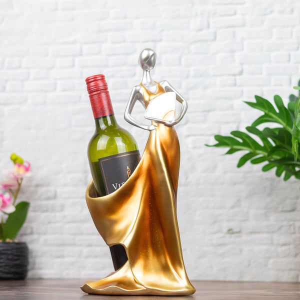 Decorative Bottle Holder, Golden Bottle Holder, Housewarming or Festive Gift by Accent Collection