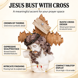 Jesus Bust with Cross and Crown of Thorns