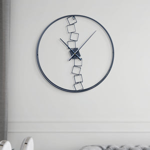 Black Metal Wall Clock, 24" Silent Abstract, Modern Living Room Decor by Sona Casa