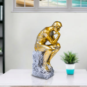 Rustic Gold Male Nude Sculpture, Auguste Rodin's The Thinker Gold Decor for Home or Office 10 inch 24 cm by Sona Casa