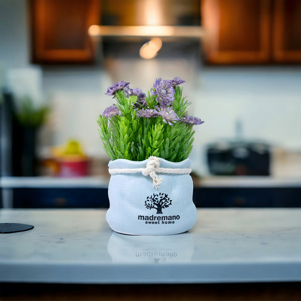 Small Potted Artificial Flowers, 6" Desk Decor for Living Room or Home by Sona Casa