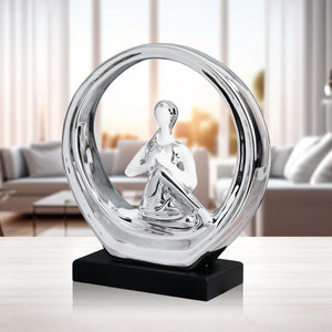 Ceramic Yoga Girl Statue, 11" Tabletop Living Room Decor, Fitness Decor, Wellness Figurine, Table Desk Shelf Ornament, Gifts by Sona Casa