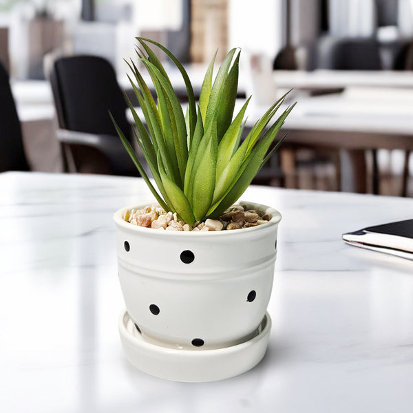 Potted Fake Plant, 5" Artificial Succulent in Ceramic Planter Home Decor by Sona Casa
