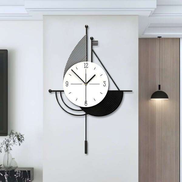 Decorative Wall Clock, 24" Abstract Metal Clock, Quiet, Battery Operated Home Office Decor
