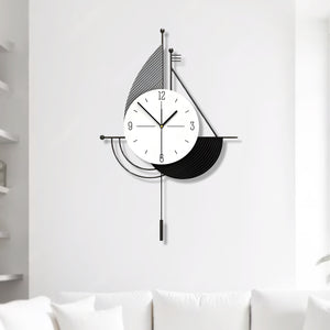 Decorative Wall Clock, 24" Abstract Metal Clock, Quiet, Battery Operated Home Office Decor by Sona Casa