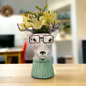 Deer Vase, Animal Head, 10" Decorative Vase Home or Office Table Decor by Sona Casa