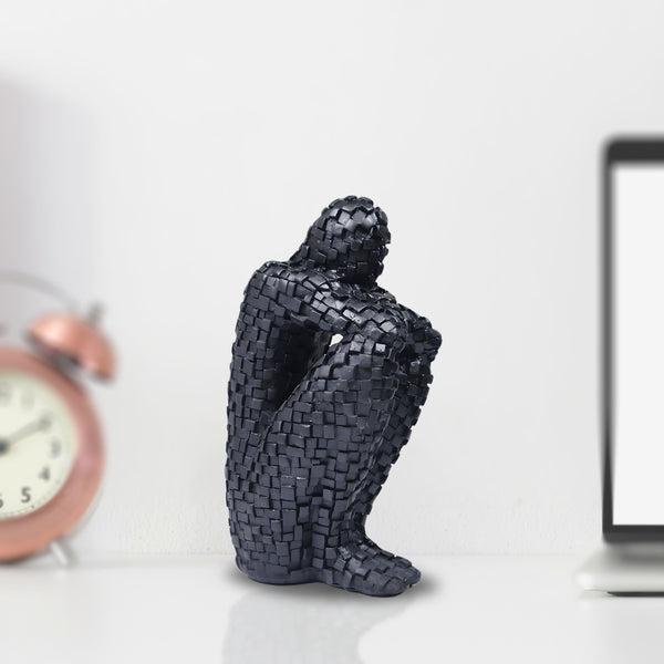 Small Black Abstract The Thinker Statue, Unique Home Decor, Housewarming Gift 8 inch 20 cm