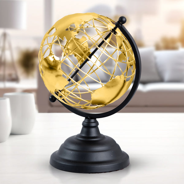 Golden Antique Globe, 10" Metal Decor Accent Tabletop Centerpiece