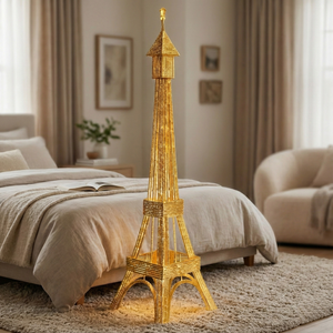 63" Eiffel Tower LED Floor Lamp Gold Frame White Light Modern Parisian Home Decor Lighting-Sona Casa