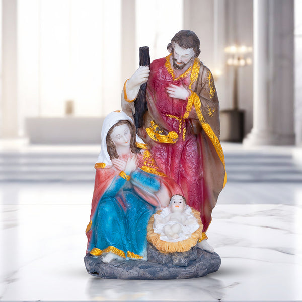Catholic Holy Family Nativity Set, 8" Handcrafted Joseph, Mary & Jesus Statue, Religious Figurine Altar Decor, Christian Gifts