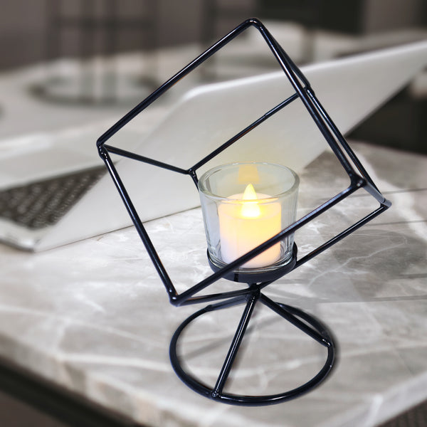 Metal Candle Holder with Glass Container for Votive Candle, 8" Home Decor | Home Decor