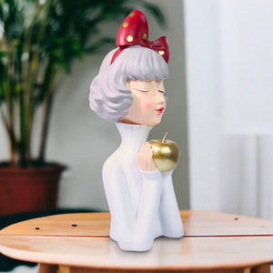 Chic Female Statue Tabletop Decor, Office Cubicle Decor, Coffee Table Ornament, Bedroom Dresser Vanity Table Decor White Gold Polyresin 15 inch 38 cm by Sona Casa