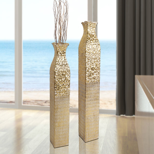 Tall Metal Vases, Extra Large Decorative Floor Vase Set, 42" and 35" Large Flower Pots for Pampas Grass, Home Living Room Decor