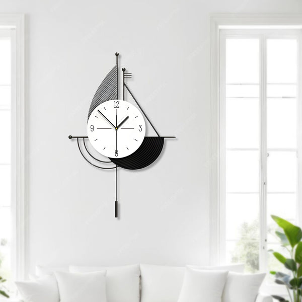 Decorative Wall Clock, 24" Abstract Metal Clock, Quiet, Battery Operated Home Office Decor